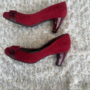 Karen Scott Slip on open toe red heels pumps